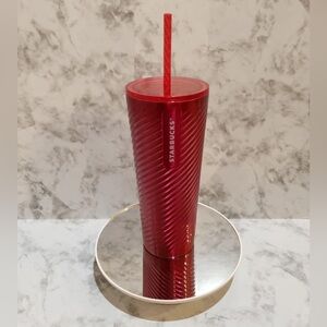 Starbucks 2023 Dark Barbie Pink Diagonal Swirl Stainless Steel Tumbler 24oz Cold